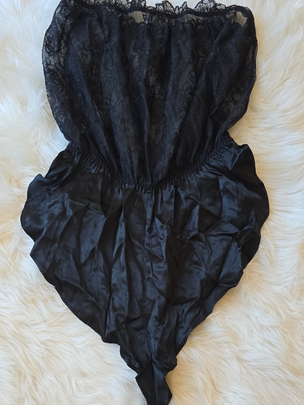 Victoria's Secret Archive Lace Strapless High Leg Bodysuit Black SIZE S